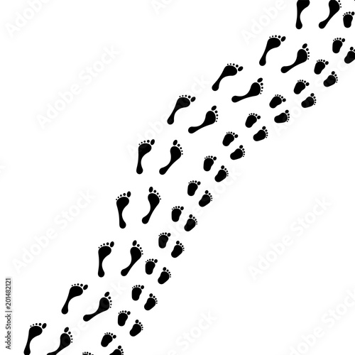 Adult and child barefoot traces