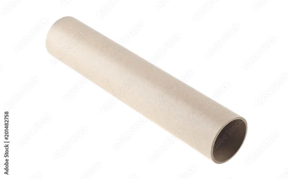 piece of cardboard pipe isolated on white background piece of cardboard pipe isolated on white background