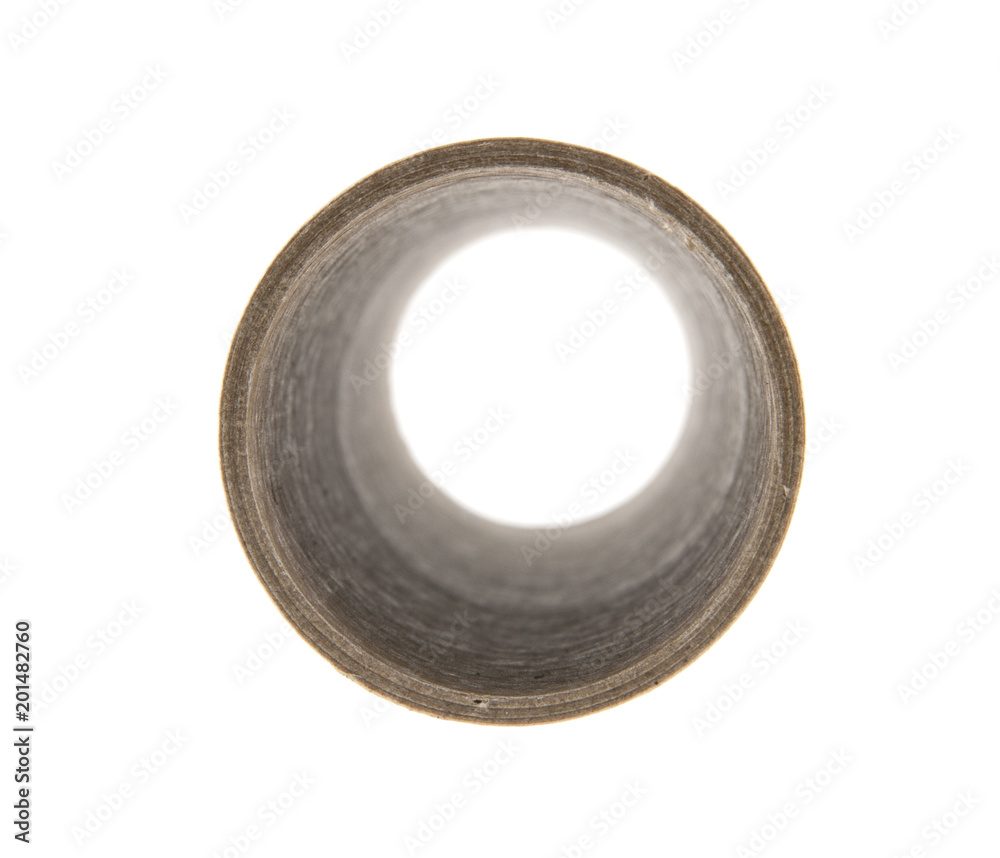 piece of cardboard pipe isolated on white background
