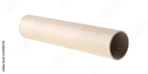 piece of cardboard pipe isolated on white background