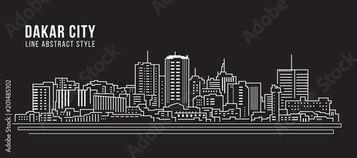 Cityscape Building Line art Vector Illustration design - Dakar city
