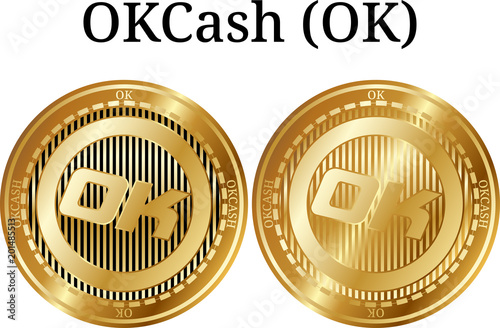 Set of physical golden coin OKCash (OK) photo