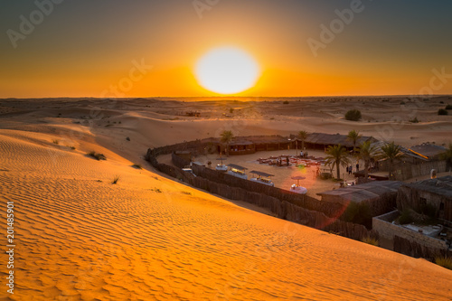 Camp in the Desert. Beautiful exposure done in the desert with its colorful red color over sunset over the sands dunes