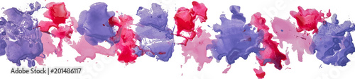 long border of gouache watercolor hand drawn paper color stains isolated on a white background as an element for your text design, web, label, card, backdrop, tag and other decor. esp 10 vector.