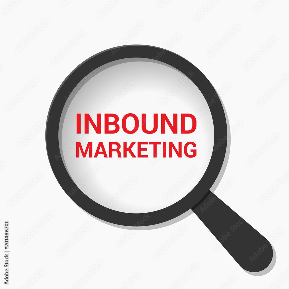 Advertising Concept: Magnifying Optical Glass With Words Inbound Marketing Advertising Concept: Magnifying Optical Glass With Words Inbound Marketing