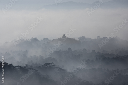 Sunrise over Borobudur, Central Java, Indonesia photo