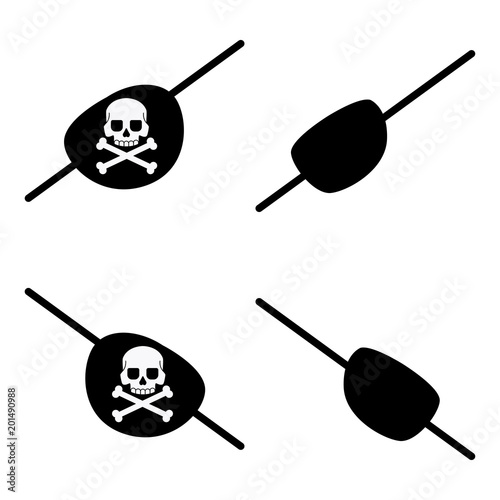 Foto Black pirate eye bandage with a skull and crossbones for the left and right eyes