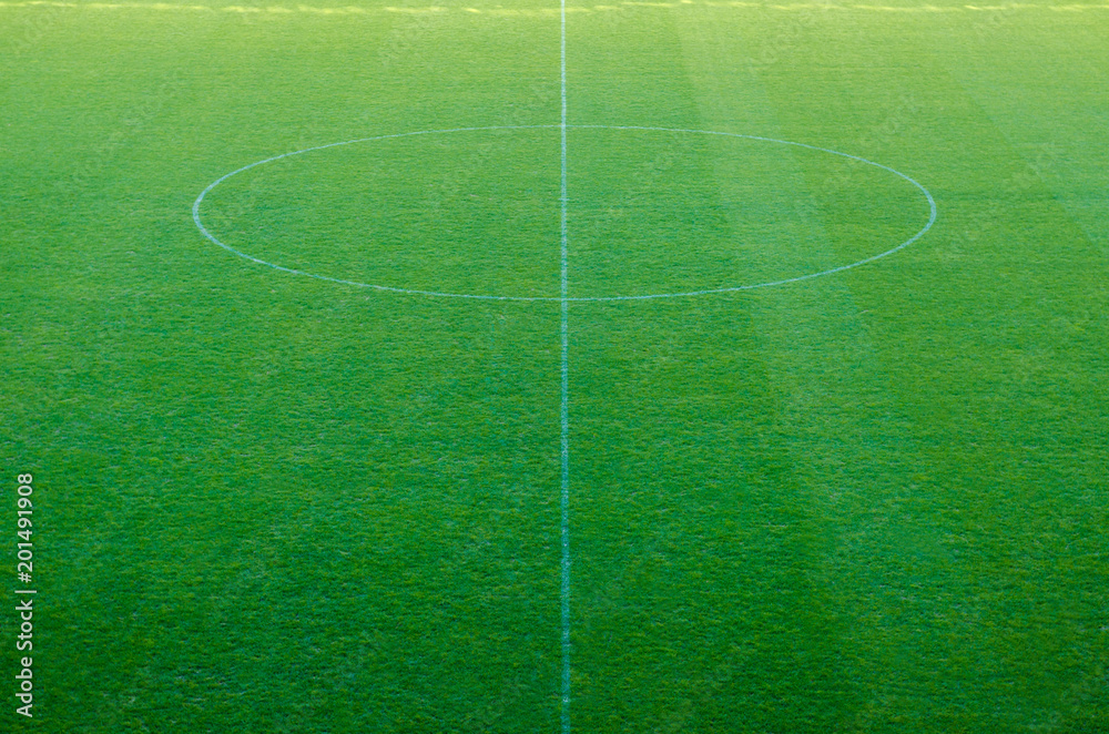 Obraz premium Green grass at a football stadium sports background.