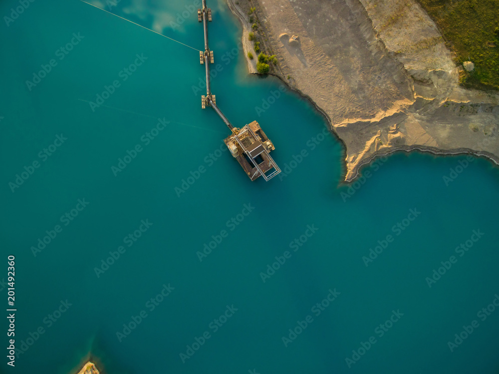 aerial view of dredge replenish sand in lake