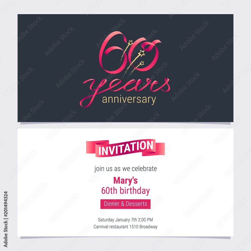 60 years anniversary invite vector illustration 60 years anniversary invite vector illustration