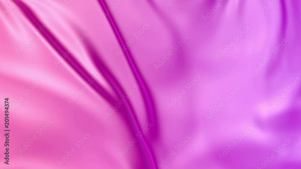 Colored silk cloth animated background. Pink-violet fabric or liquid ...