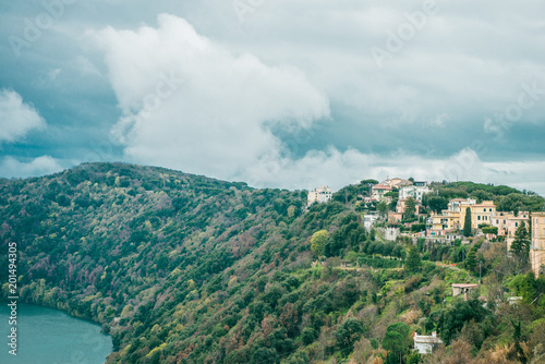 lake albano and alban hills in Castel Gandolfo, Rome suburb, Italy