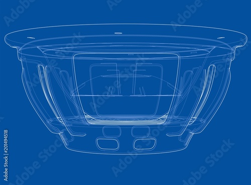 Outline subwoofer speaker. Vector