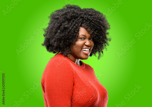 Beautiful african woman angry and stressful frowns face in dissatisfaction, irritated and annoyed, expressing anger