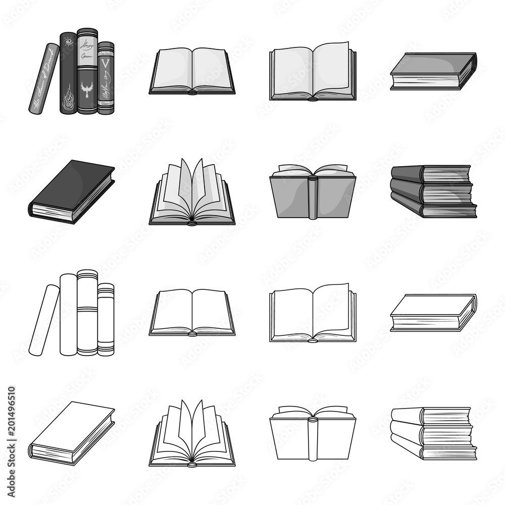 Various Kinds Of Books Books Set Collection Icons In Outline various-kinds-of-books-books-set-collection-icons-in-outline