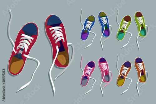 Sneakers drawing set.