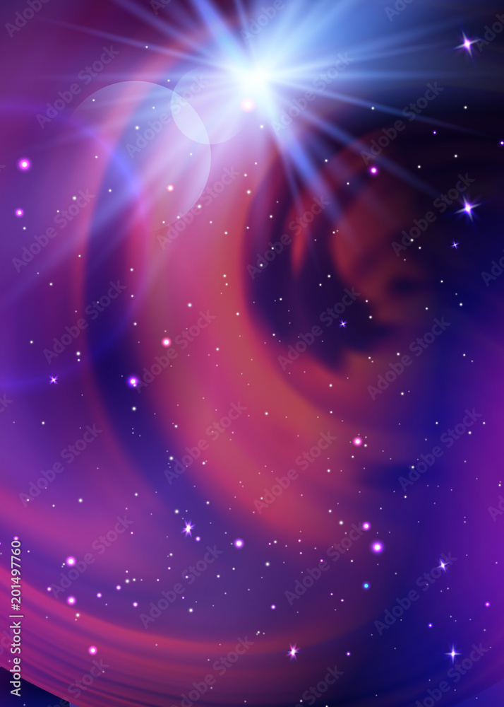 Fototapeta premium Space Galaxy Background with milky way nebula, stardust and bright shining stars. Vector illustration for your design, artworks