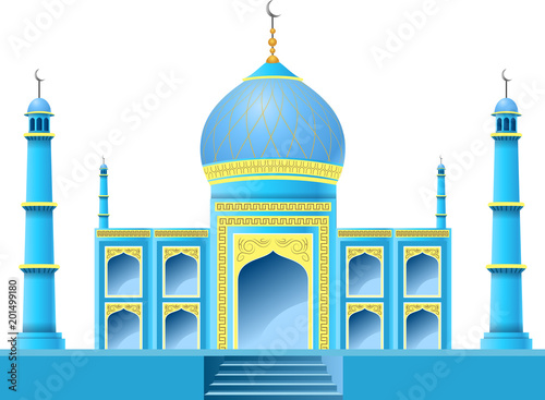 Islamic mosque building isolated on white background. Vector illustration