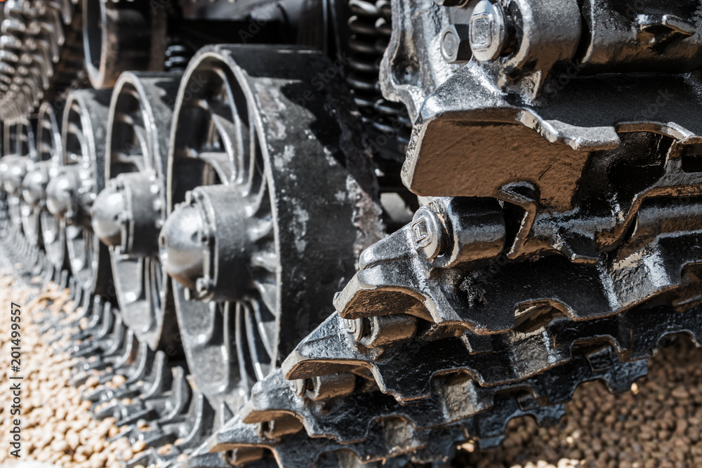 crawler tracks hydraulics on a tractor or excavator. automotive and construction machinery parts crawler tracks hydraulics on a tractor or excavator. automotive and construction machinery parts