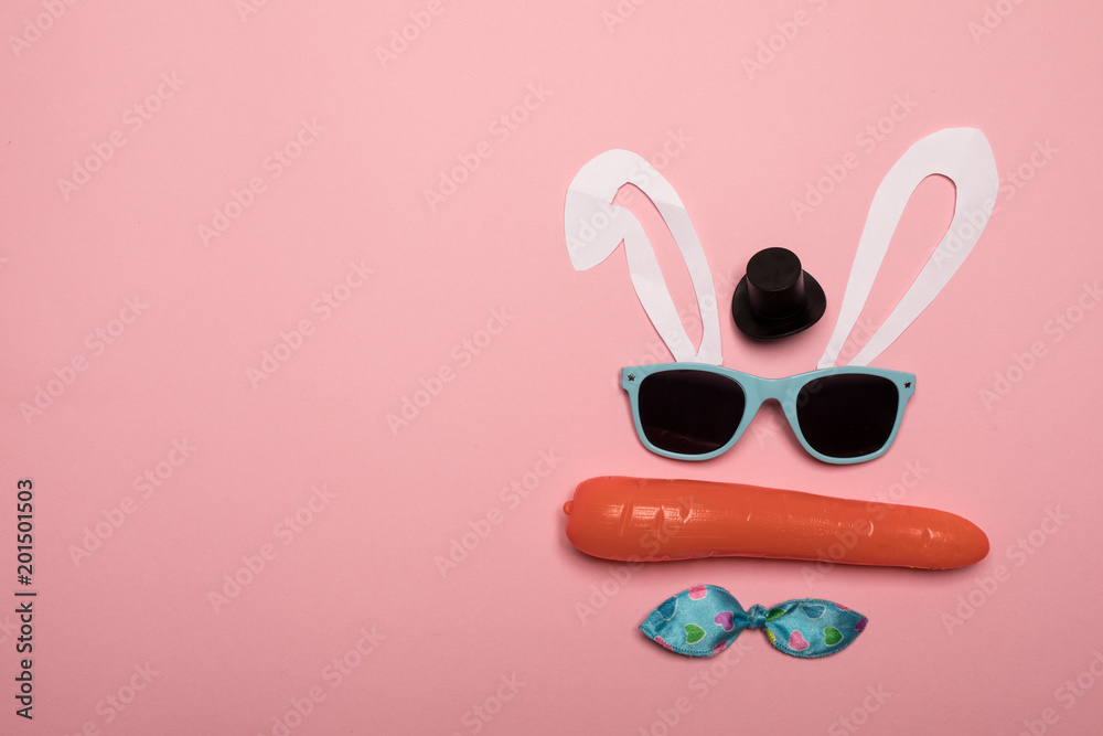 Abstract rabbit on the pink background.
