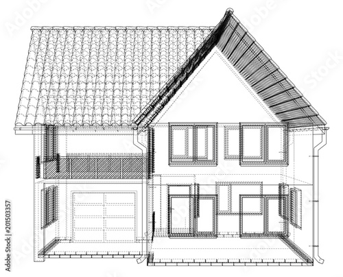 Sketch line at home. Vector illustration. Illustration created of 3d.