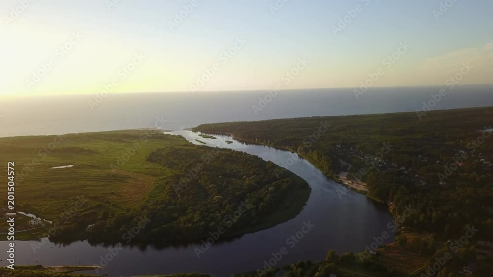 Aerial view of countryside Gauja lake field drone top view 4K UHD video Aerial view of countryside Gauja lake field drone top view 4K UHD video