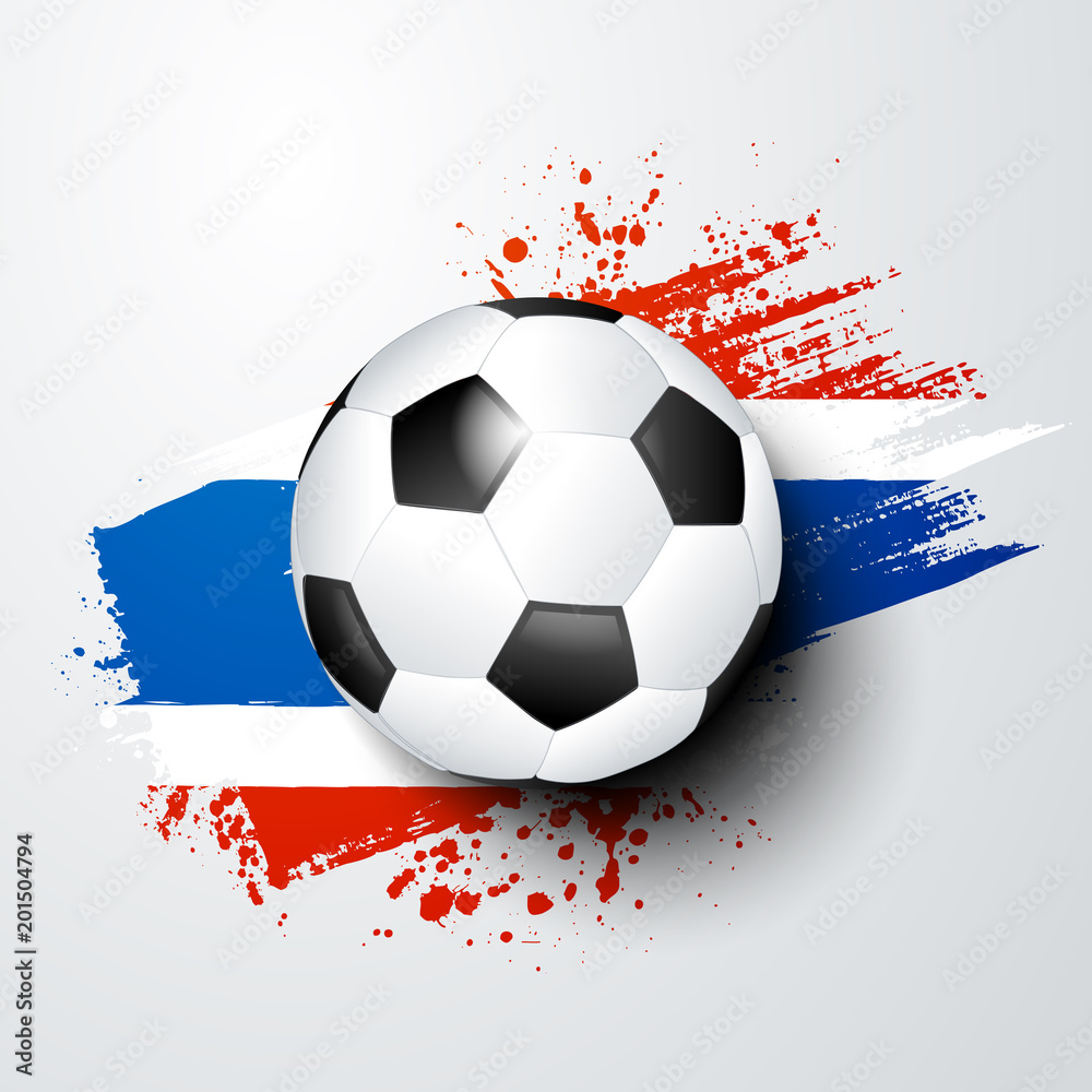vector illustration football world championship with ball and thailand flag colors.