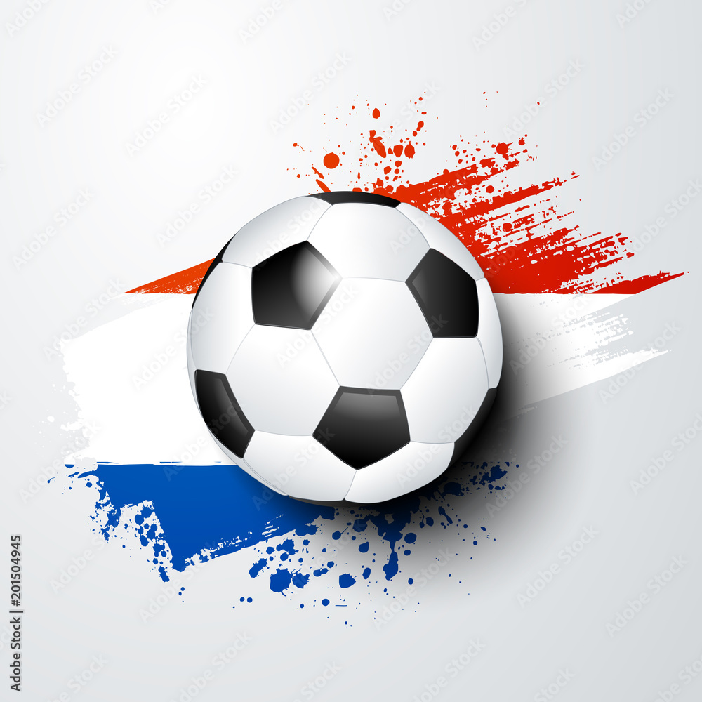 football world or european championship with ball and netherlands flag colors.