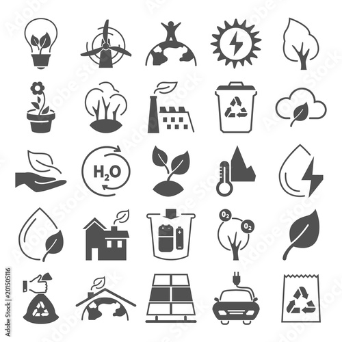 Ecology simple icons set for web and mobile design