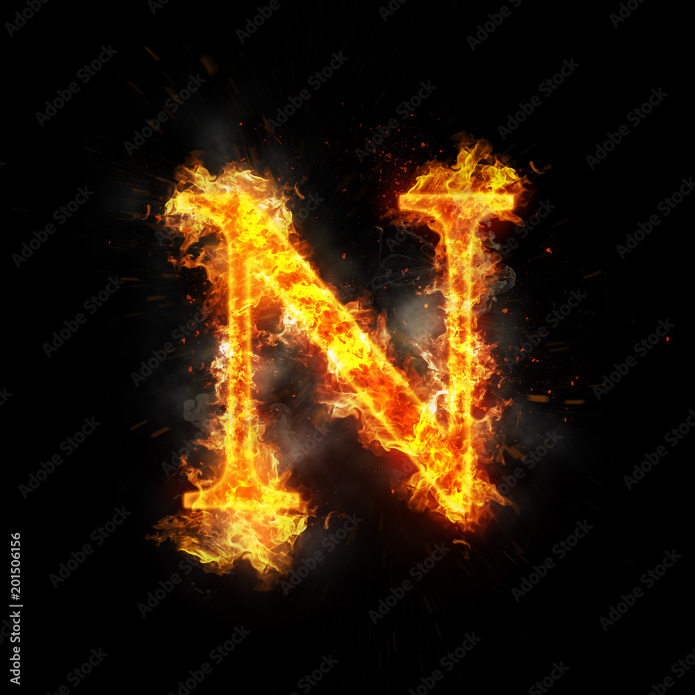 Fire letter N of burning flame.