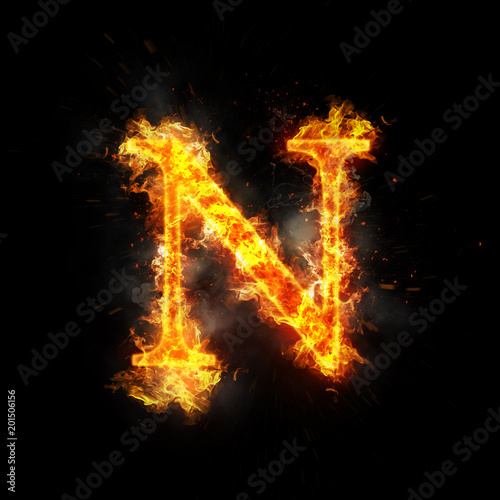 Fire letter N of burning flame.
