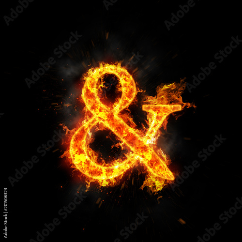 Fire "and" sign of burning flame.