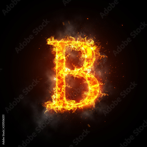 Fire letter B of burning flame.