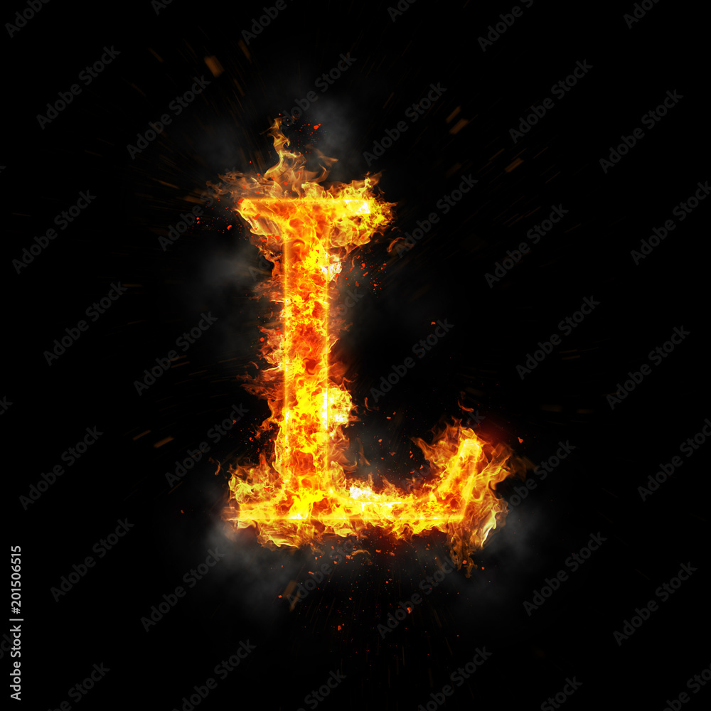 Fire letter L of burning flame. Stock Illustration | Adobe Stock