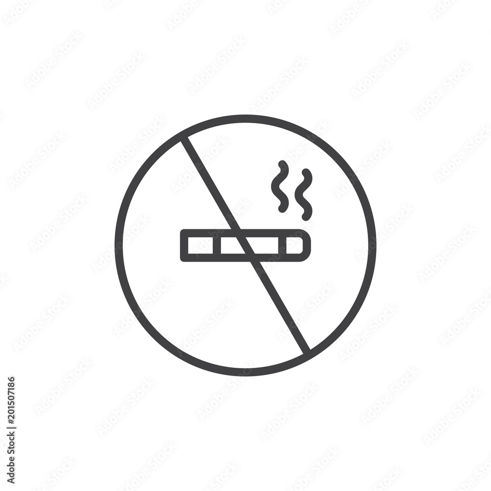 No smoking cigarette outline icon. linear style sign for mobile concept and web design. Forbidden sign simple line vector icon. Symbol, logo illustration. Pixel perfect vector graphics No smoking cigarette outline icon. linear style sign for mobile concept and web design. Forbidden sign simple line vector icon. Symbol, logo illustration. Pixel perfect vector graphics