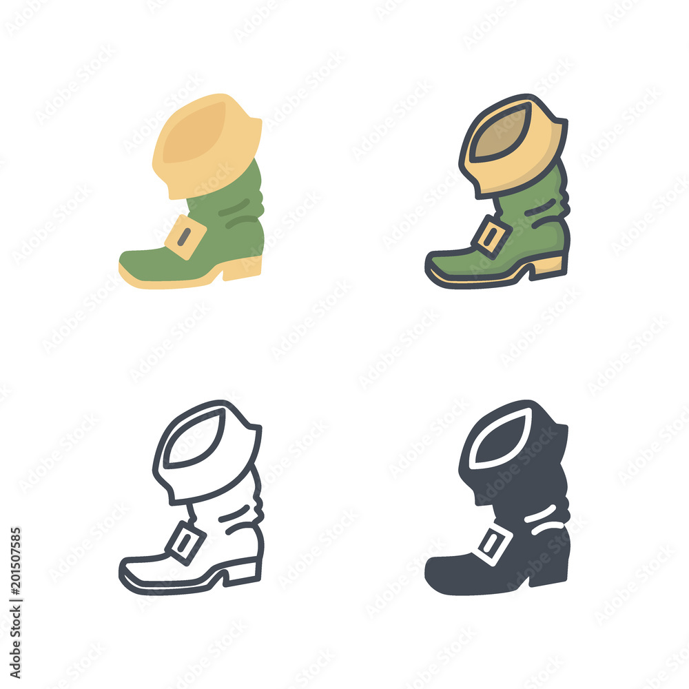 Boot patrick's day holidays vector icon flat line silhouette colored Boot patrick's day holidays vector icon flat line silhouette colored