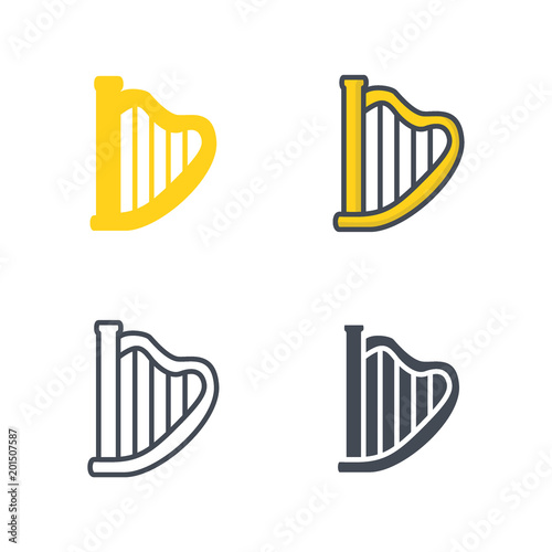 Harp patrick's day holidays vector icon flat line silhouette colored