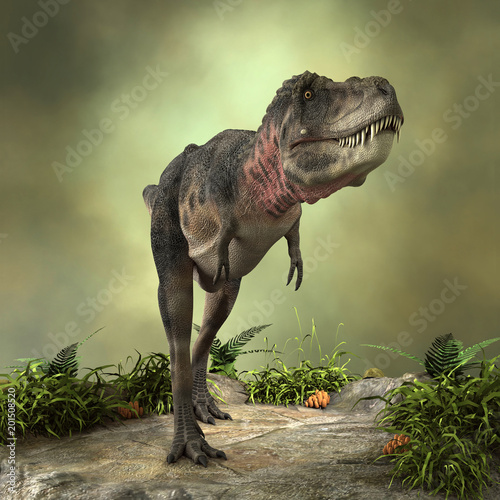Fototapeta Naklejka Na Ścianę i Meble -  3D Rendering Dinosaur Tarbosaurus