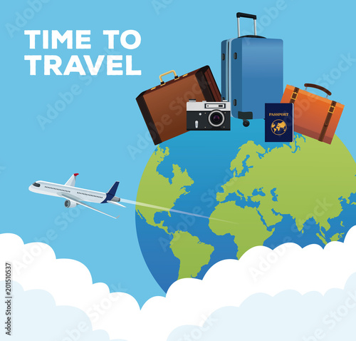 Time to travel around the world vector illustration graphic design photo