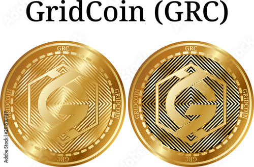 Set of physical golden coin GridCoin (GRC)
