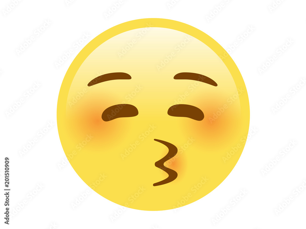 Fototapeta premium Isolated yellow smiley red cheek kiss face icon