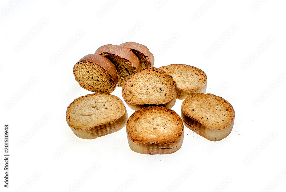 Sweet croutons on a white background Sweet croutons on a white background