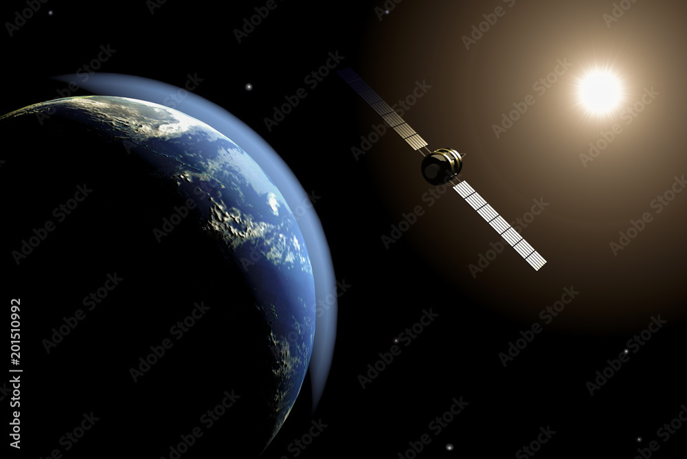 satellite in orbit 3d
