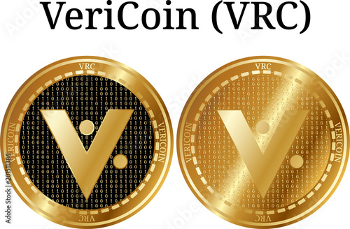 Set of physical golden coin VeriCoin (VRC) photo