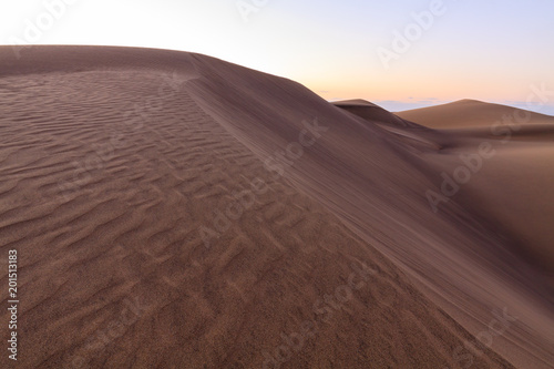 Landscape of empty sand desert. Dunes of Maspalomas, Gran Canaria island. © cegli