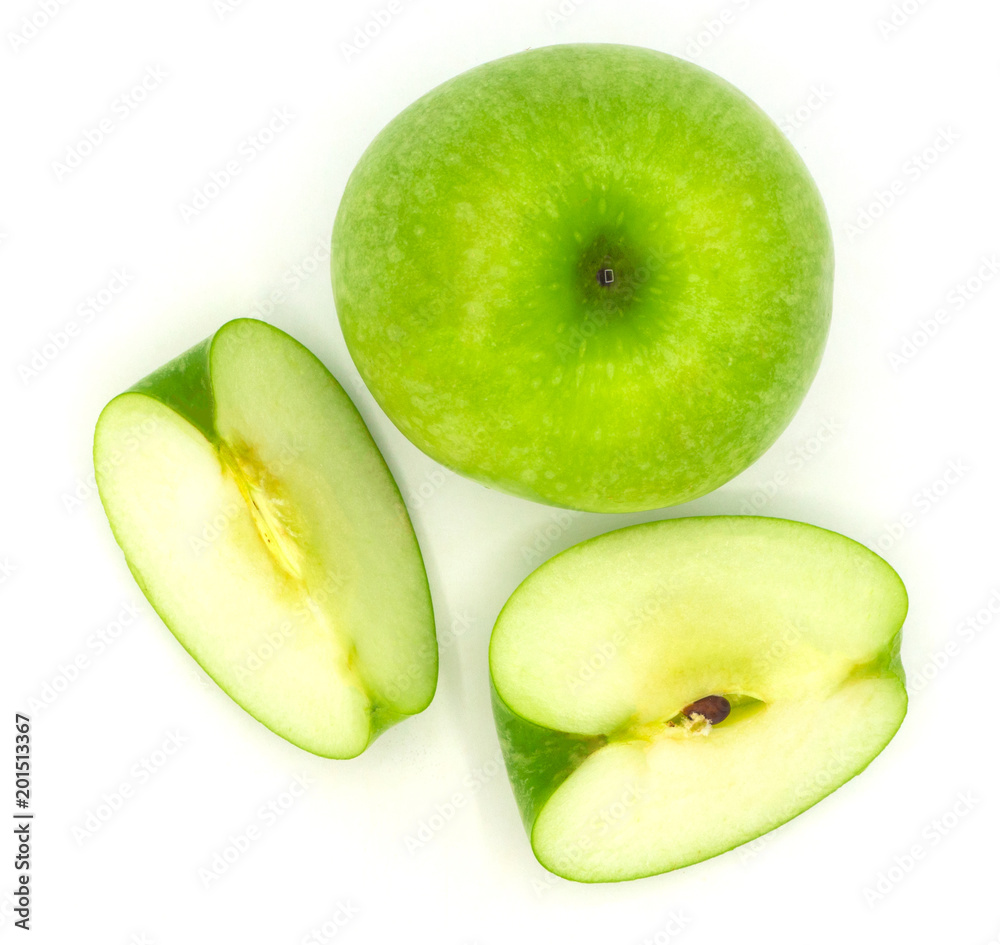 fresh organic green apple slice isolated on a white background,buy from supermarket, good for healty, diet. fresh organic green apple slice isolated on a white background,buy from supermarket, good for healty, diet.