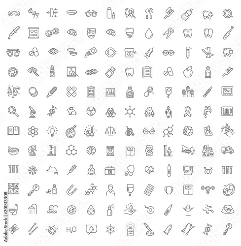 Line medicine consepts, Icons set