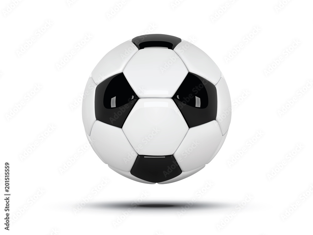 Realistic soccer ball or football ball on white background. 3d Style vector Ball isolated on white background Realistic soccer ball or football ball on white background. 3d Style vector Ball isolated on white background