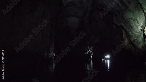 Floating inside Underground river by boat, Sabang, Philippines