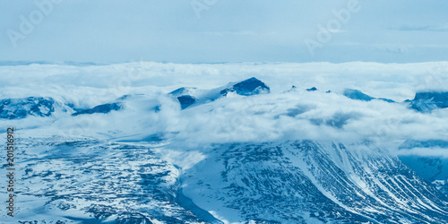 Mountain peak in the clouds